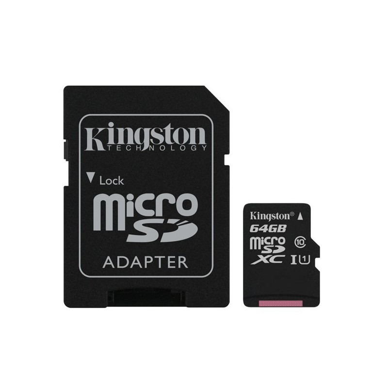 MICRO SDHC KINGSTON 64GB C/ADAPT.SD CL10