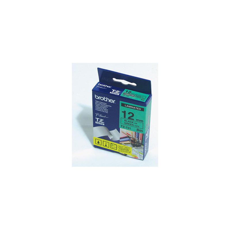 CINTA BROTHER ORIG.TZ731/E VERDE/NEGRO  12MM