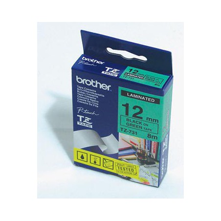 CINTA BROTHER ORIG.TZ731/E VERDE/NEGRO  12MM