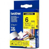 CINTA BROTHER ORIG.TZ611/E AMARILLO/NEGRO  6MM