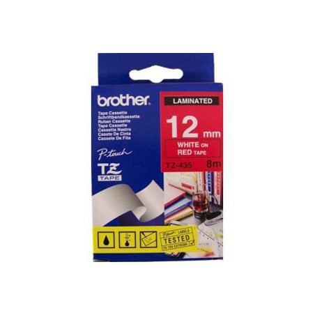 CINTA BROTHER ORIG.TZ435 ROJO/BLANCO  12MM