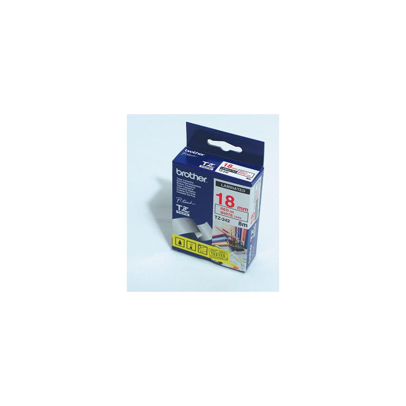 CINTA BROTHER ORIG.TZ242 BLANCO/ROJO  18MM