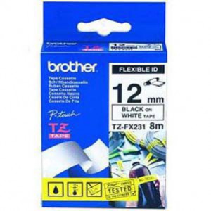 CINTA BROTHER ORIG.TZFX231/E BLANCO/NEGRO 12MM
