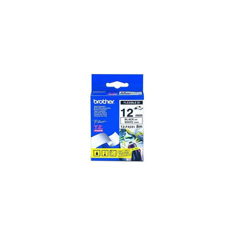CINTA BROTHER ORIG.TZFX231/E BLANCO/NEGRO 12MM