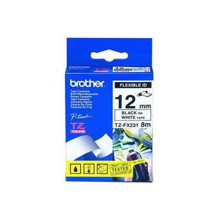 CINTA BROTHER ORIG.TZFX231/E BLANCO/NEGRO 12MM