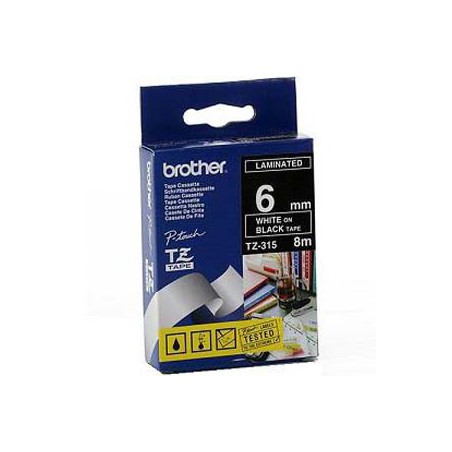 CINTA BROTHER ORIG.TZ315/E NEGRO/BLANCO 6MM