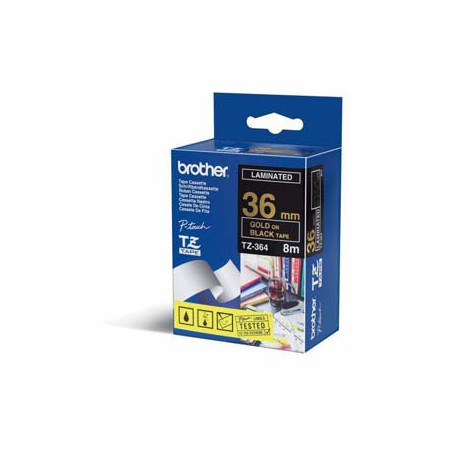 CINTA BROTHER ORIG.TZ364 NEGRO/ORO * 36MM