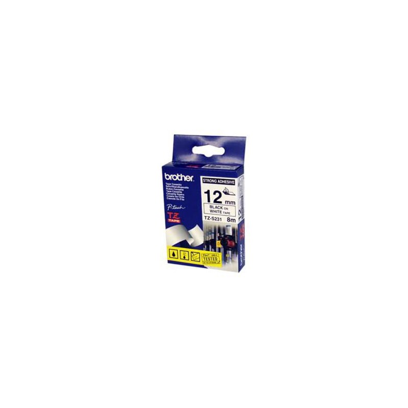 CINTA BROTHER ORIG.TZS231/E BLANCO/NEGRO  12MM