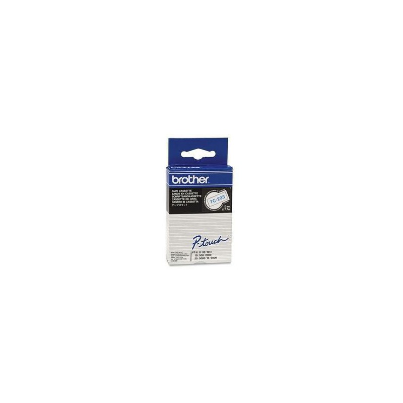 CINTA BROTHER ORIG.TC293  9MM BLANCO/AZUL