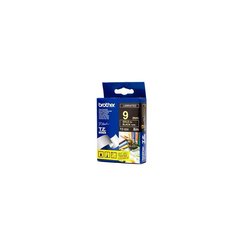 CINTA BROTHER ORIG.TZ324 NEGRO/ORO 9MM *