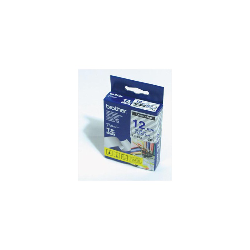 CINTA BROTHER ORIG.TZ133/E TRANSPAR./AZUL  12MM