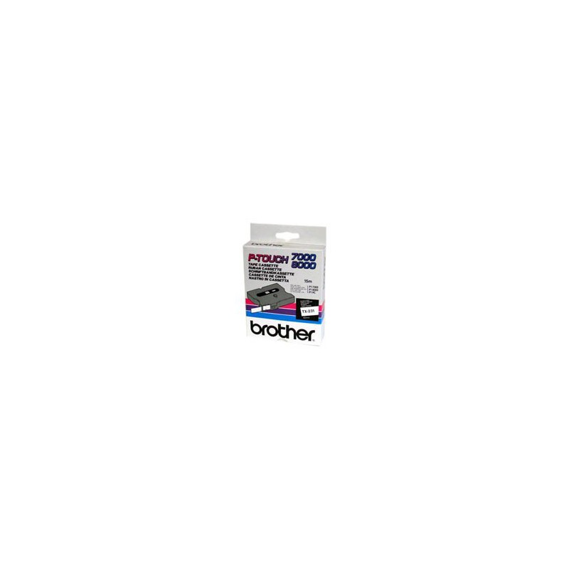 CINTA BROTHER ORIG. TX231 12MM BLANCO/NEGRO*