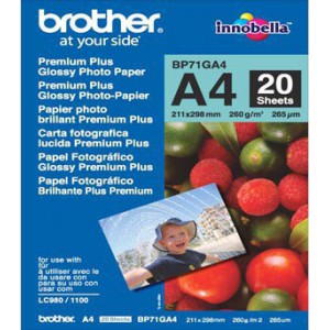 PAPEL BROTHER GLOSSY A4 ( 20 HOJAS/260GR ) BP71GA4