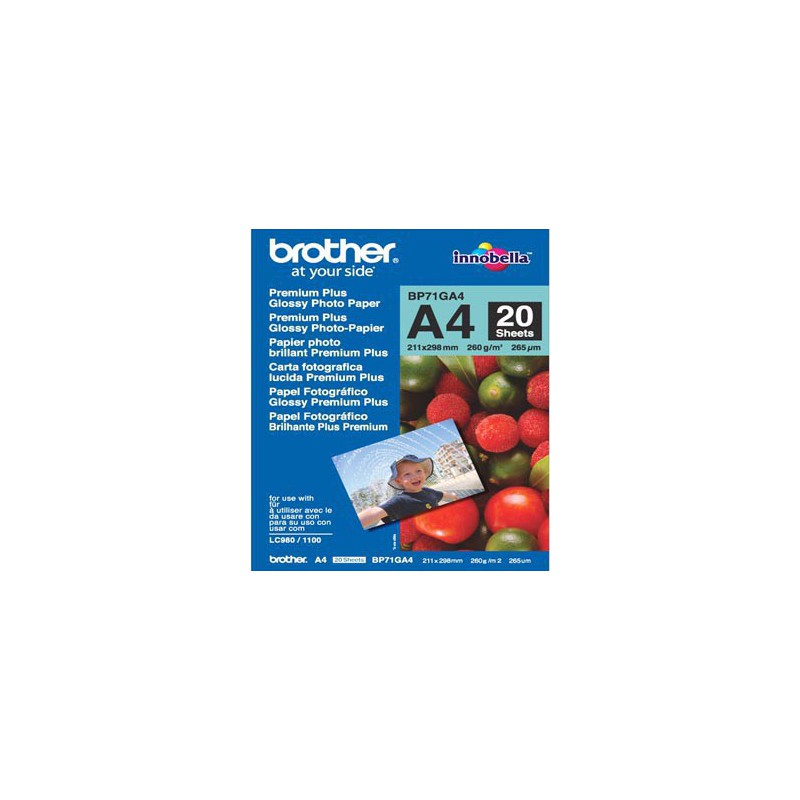 PAPEL BROTHER GLOSSY A4 ( 20 HOJAS/260GR ) BP71GA4