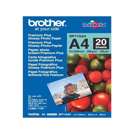 PAPEL BROTHER GLOSSY A4 ( 20 HOJAS/260GR ) BP71GA4