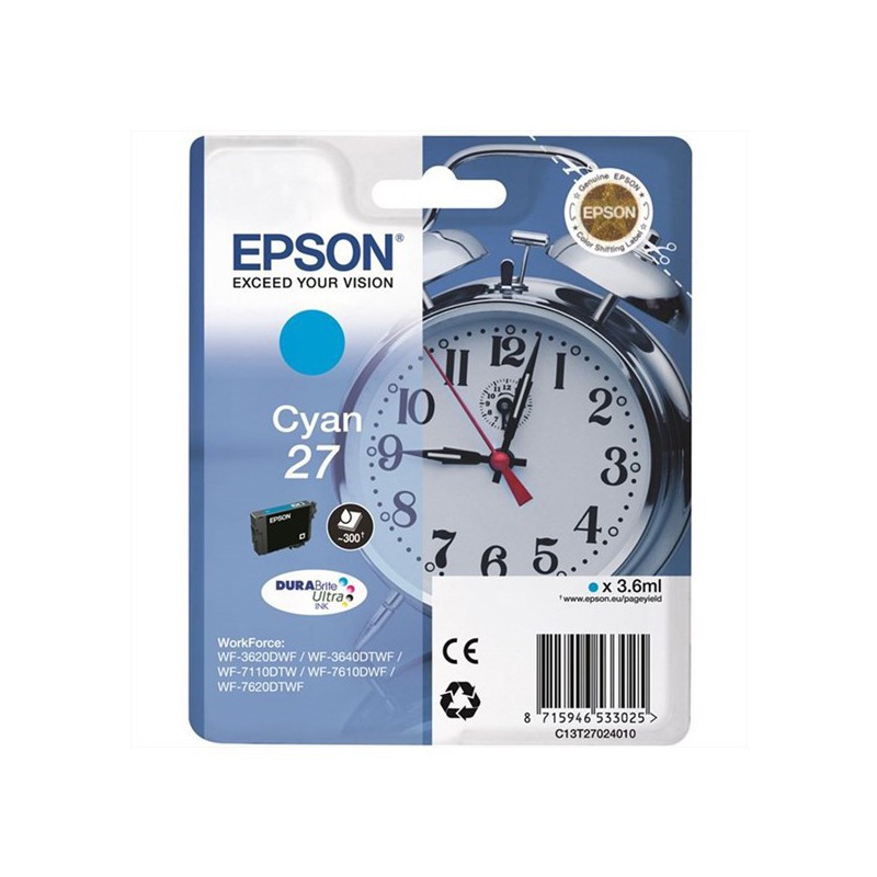 INK JET EPSON ORIGINAL C13T2702 CIAN Nº27 