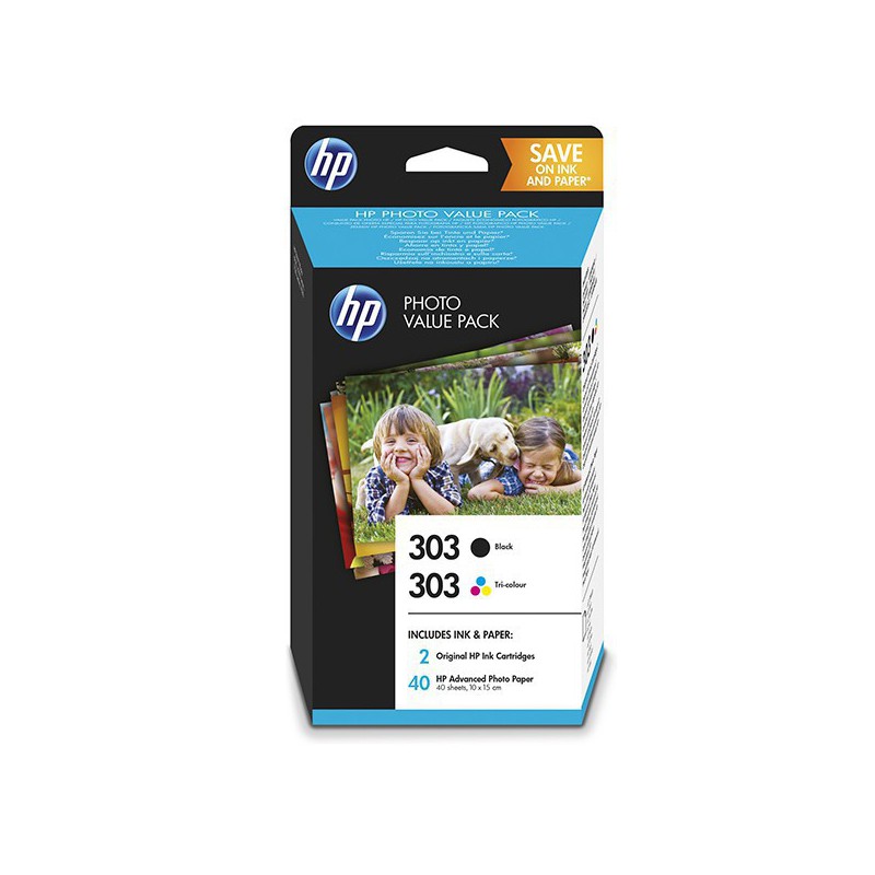 INK JET HP ORIG.Z4B62EE PACK 303N+303C+PAPEL FOTO