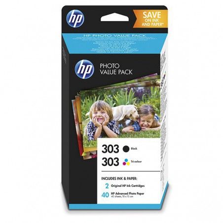INK JET HP ORIG.Z4B62EE PACK 303N+303C+PAPEL FOTO