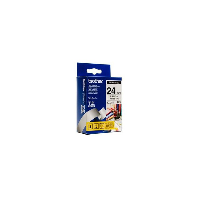 CINTA BROTHER ORIG.TZE251 BLANCO/NEGRO 24MM