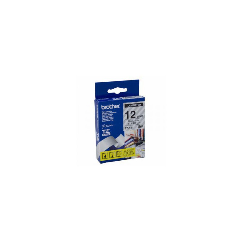 CINTA BROTHER ORIG.TZ131/E TRANSP./NEGRO 12MM