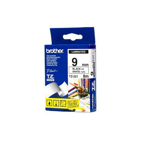 CINTA BROTHER ORIG.TZE221 BLANCO/NEGRO  9MM