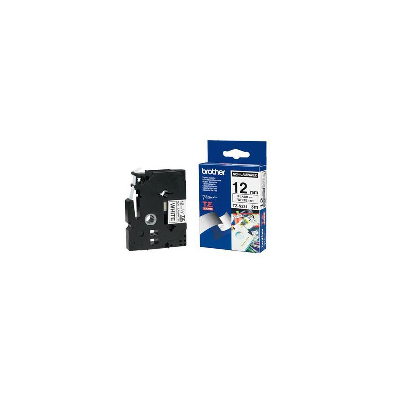 CINTA BROTHER ORIG.TZN231/E BLANCO/NEGRO 12MM