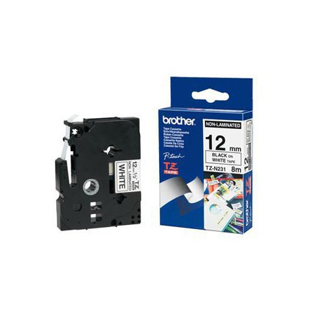 CINTA BROTHER ORIG.TZN231/E BLANCO/NEGRO 12MM