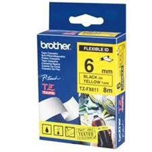 CINTA BROTHER ORIG.TZFX611 AMARILLO/NEGRO 6MM