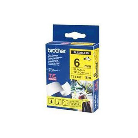 CINTA BROTHER ORIG.TZFX611 AMARILLO/NEGRO 6MM
