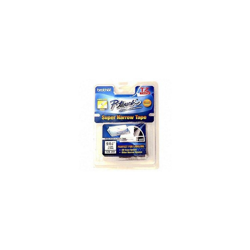 CINTA BROTHER ORIG.TZEN201 BLANCO/NEGRO 3.5 MM