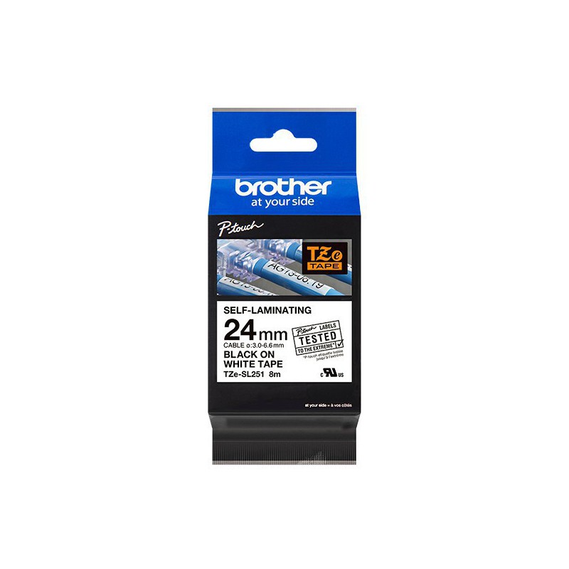CINTA BROTHER AUTOLAMINADA ORIG.TZESL251 NEG./BLANCO 24MM 8M