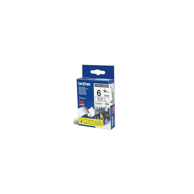 CINTA BROTHER ORIG.TZS211/E BLANCO/NEGRO 6MM