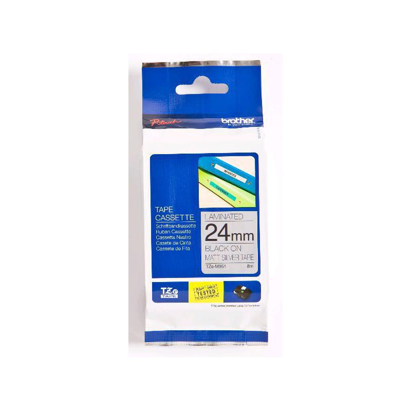 CINTA BROTHER ORIG.TZEM951 PLATA/NEGRO  24MM