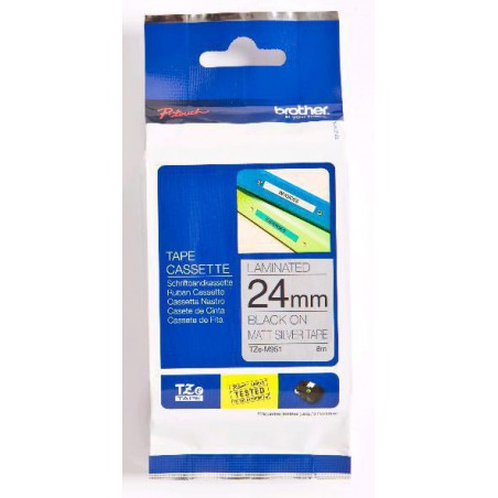 CINTA BROTHER ORIG.TZEM951 PLATA/NEGRO  24MM