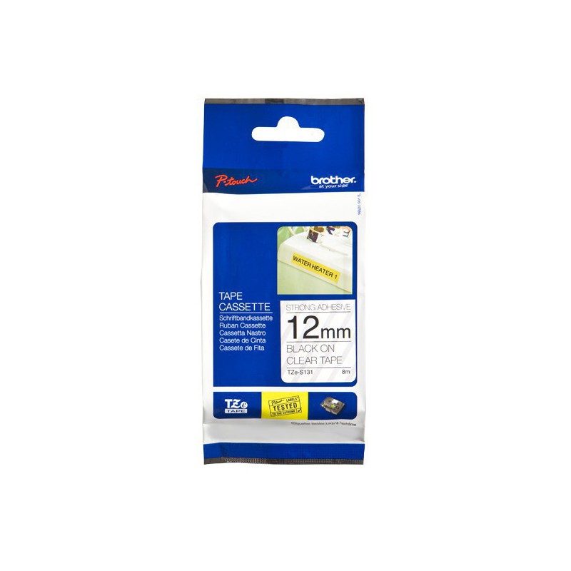 CINTA BROTHER ORIG.TZES131 TRANSPAR./NEGRO 12MM