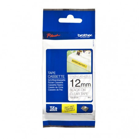 CINTA BROTHER ORIG.TZES131 TRANSPAR./NEGRO 12MM