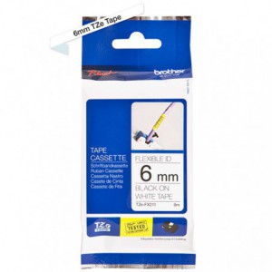 CINTA BROTHER ORIG.TZEFX211 BLANCO/NEGRO 6MM