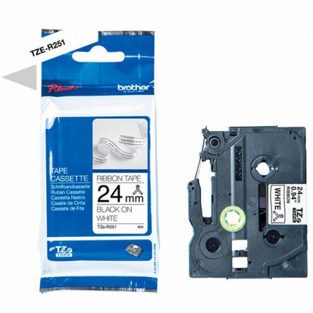 CINTA BROTHER ORIG.TZER251 NEGRO/BLANCO NO ADHESI.24MM