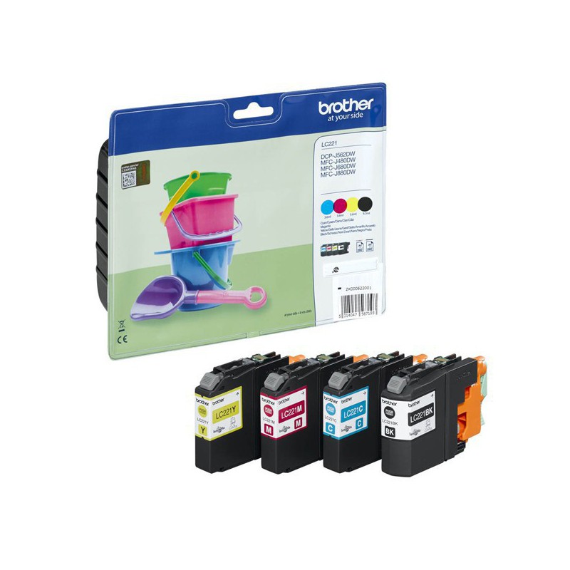 PACK INK JET BROTHER ORIG LC221VALBP DCPJ562DW/MFCJ480DW