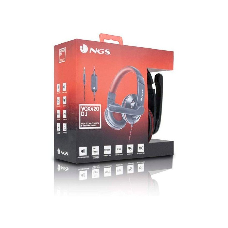 AURICULARES NGS VOX420DJ MICRÓFONO JACK NEG/ROJO
