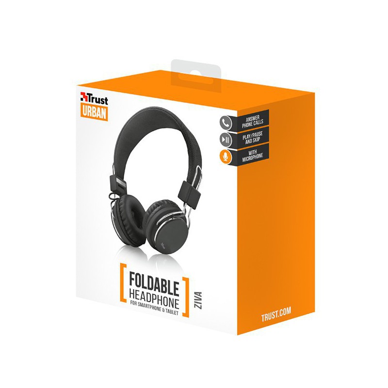 AURICULARES TRUST URBAN ZIVA MICRÓF.INTEG 1 JACK 3.5 NEGRO