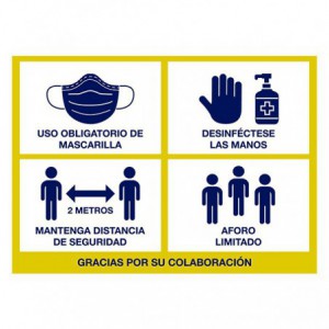 ETIQUETA 35 X 25  RECOMENDACIONES COVID  1 UND 