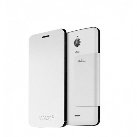 FUNDA WIKO CON TAPA WAX BLANCO 