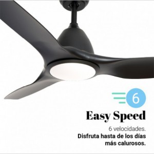 VENTILADOR DE TECHO ALISIOS NEGRO CON LUZ LED 163CM