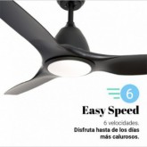 VENTILADOR DE TECHO ALISIOS NEGRO CON LUZ LED 163CM