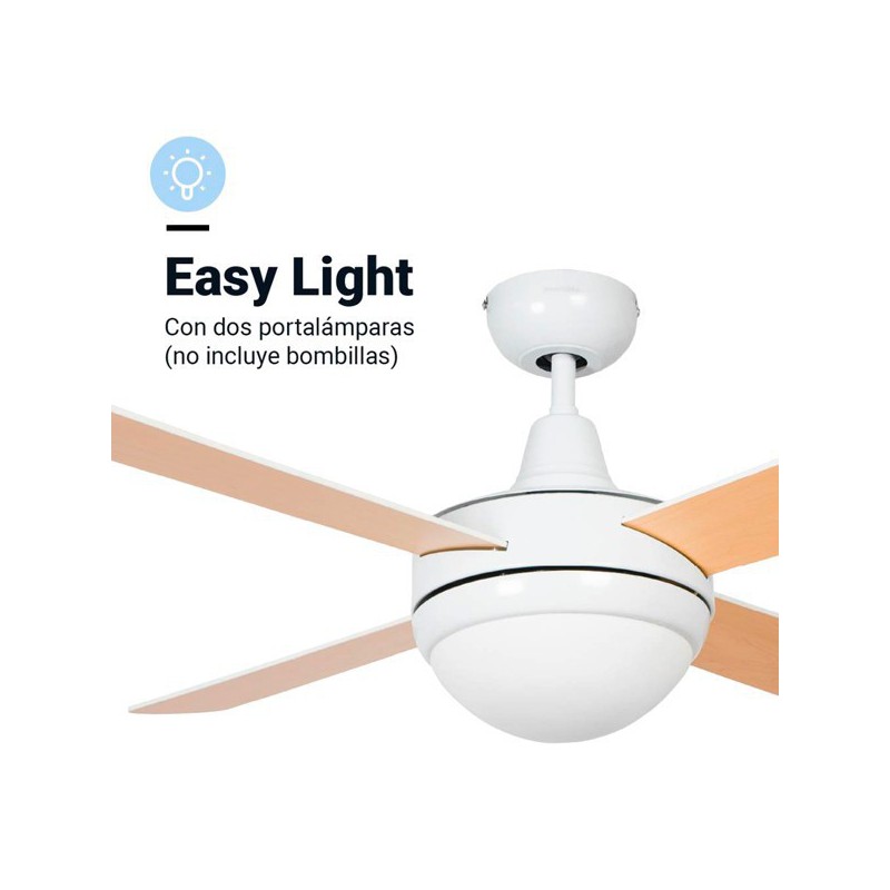 VENTILADOR DE TECHO SIROCO BLANCO-MARRÓN 4 ASPAS 132 CM