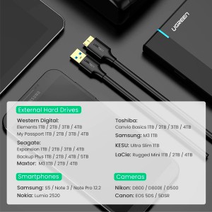 CABLE USB 3.0 A MICRO USB 3.0 DE 1.0 M NEGRO - UGREEN