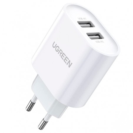 CARGADOR DE PARED DUAL ENTRADA USB 3.4 A EU UGREEN BLANCO