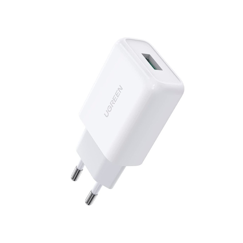CARGADOR DE PARED 18W ENTRADA USB A QC3.0-UGREEN BLANCO