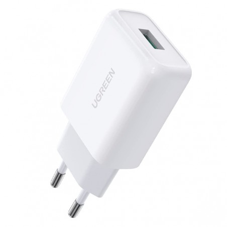CARGADOR DE PARED 18W ENTRADA USB A QC3.0-UGREEN BLANCO